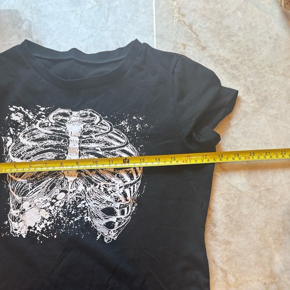 Black Skeleton Print Women's Top - Picture 3 of 6